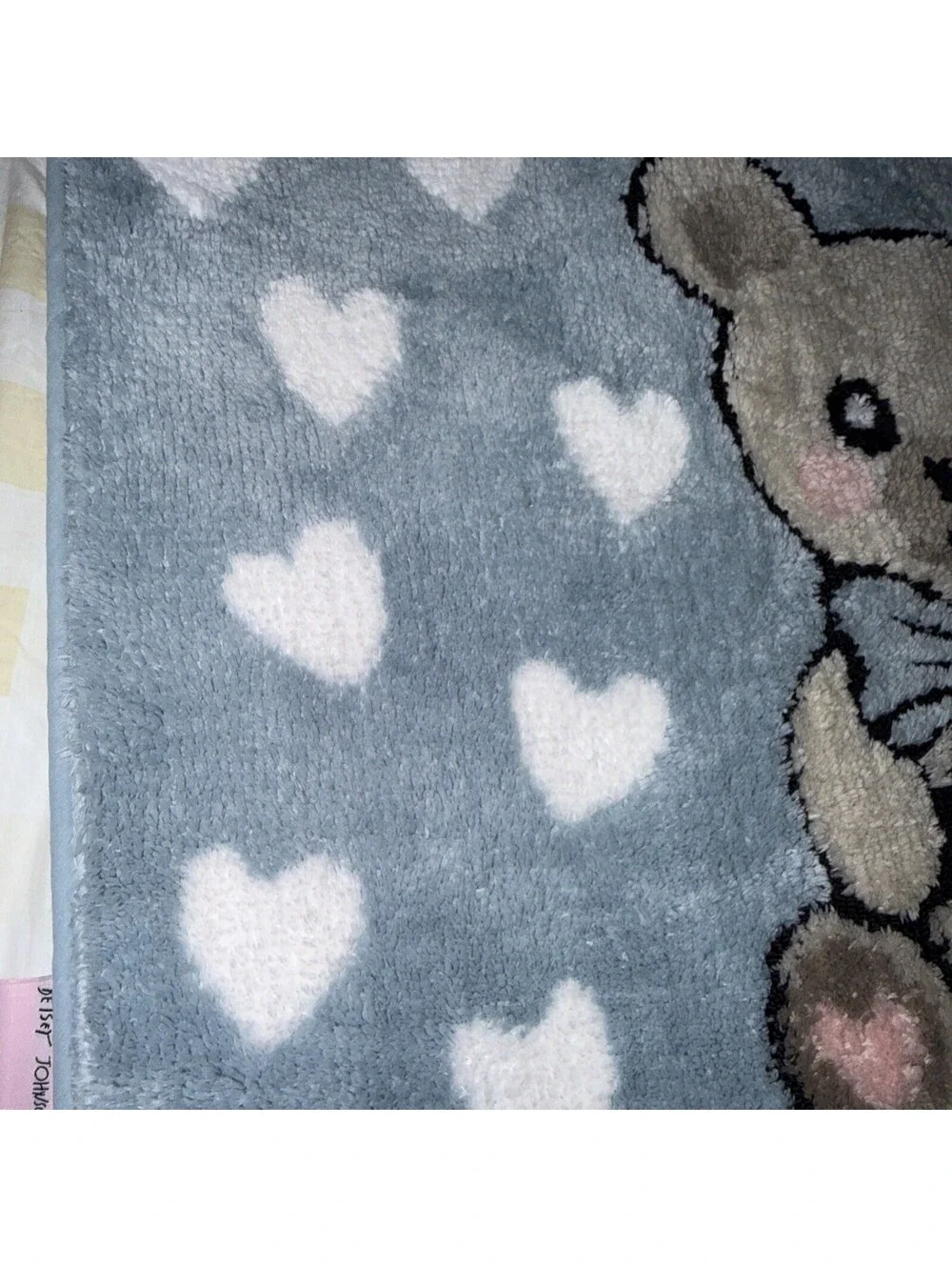 Betsey Johnson Baby Blue Teddy Bear Soft Bathroom Bath Mat Rug Rubber Back